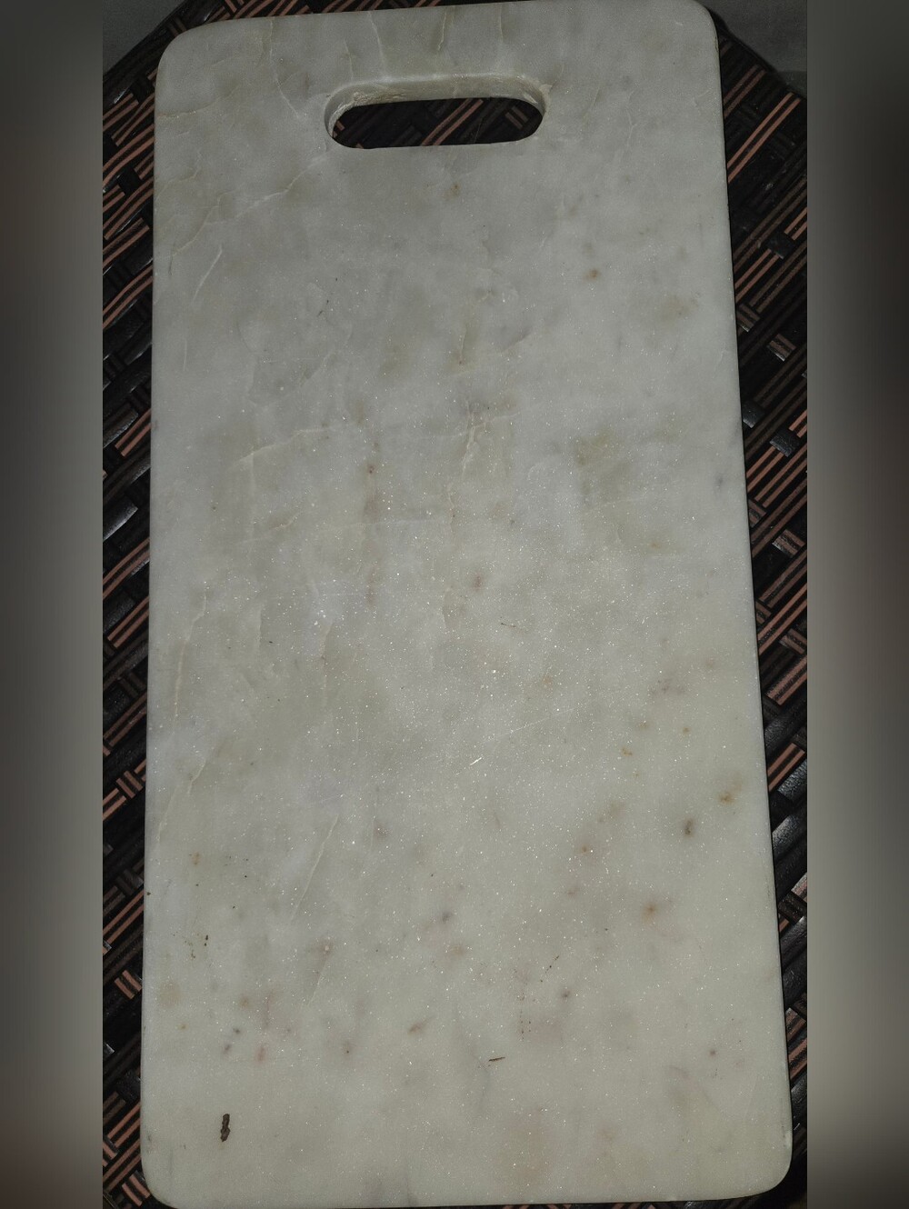 Marble/ Quartz Rectangular Cutting/Serving Board in White with Flecks, Sz 18x9